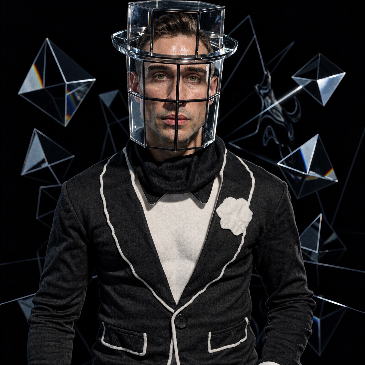Gabriel Wyatt — signature portrait with crystalline geometry.