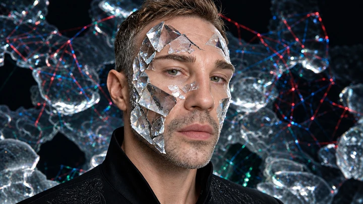 Close portrait with glass skin — Gabriel Wyatt.
